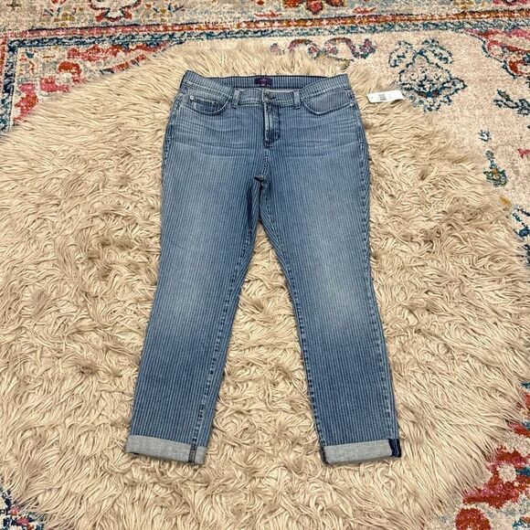 NWT NYDJ pinstripe engineer Jeans size 12 petite - Picture 1 of 6